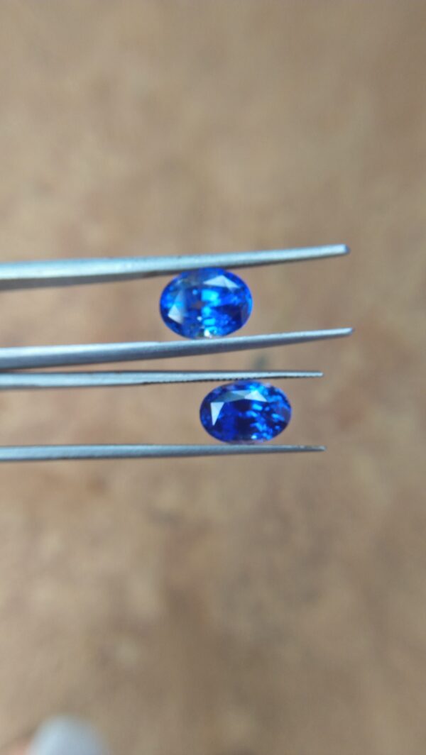 Ceylon Natural Blue Sapphire Heated Couple Dimension : 7.50mm x 10mm x 6.6mm / 7mm x 9.8mm x 5.5mm Weight : 4.20 Cts / 3.10Cts Shape : Ovel Colour : Blue Clarity : Clean Treatment : Heated Mineral : Ratnapura Sri Lanka