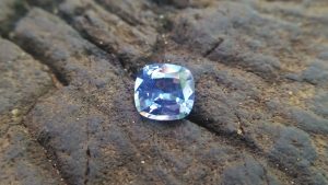 NATURAL BLUEISH WHITE SAPPHIRE Shape : Cution Dimension : 7mm x 6.5mm x 4mm Weight : 1.50cts Clarity : SI Colour : Blueish white Transparency : Transparent Origin : Sri Lanka Treatment : Unheated/ Natural