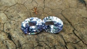 NATURAL Lavender Spinel Pair Shape : Ovel Clarity : SI Treatment : Natural/Unheated Dimension : 6.5mm x 5mm x 3mm ( Both Same) Weight : 1.45Cts (Both) Cut : Flower Cut Dispersion : Good Colour : Light Lavender