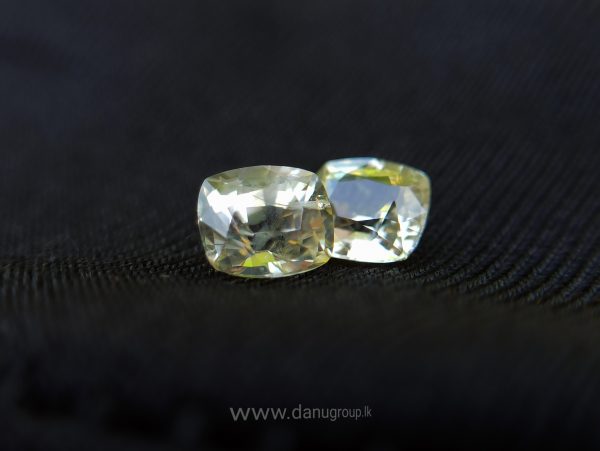 Ceylon Natural Yellow Sapphire Cushion shape Couple Danu Group Gemstones Collection
