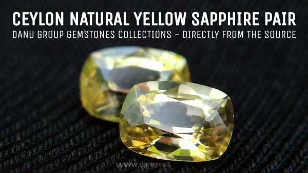 Ceylon Natural Yellow Sapphire Pair - Cushion shape yellow sapphire for earrings Danu Group Gemstones Collections