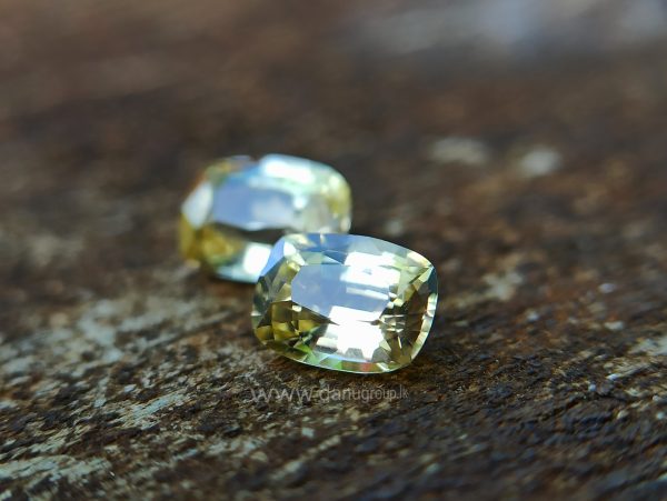 Ceylon Natural Yellow Sapphire Pair - Cushion shape yellow sapphire for earrings Danu Group Gemstones Collections