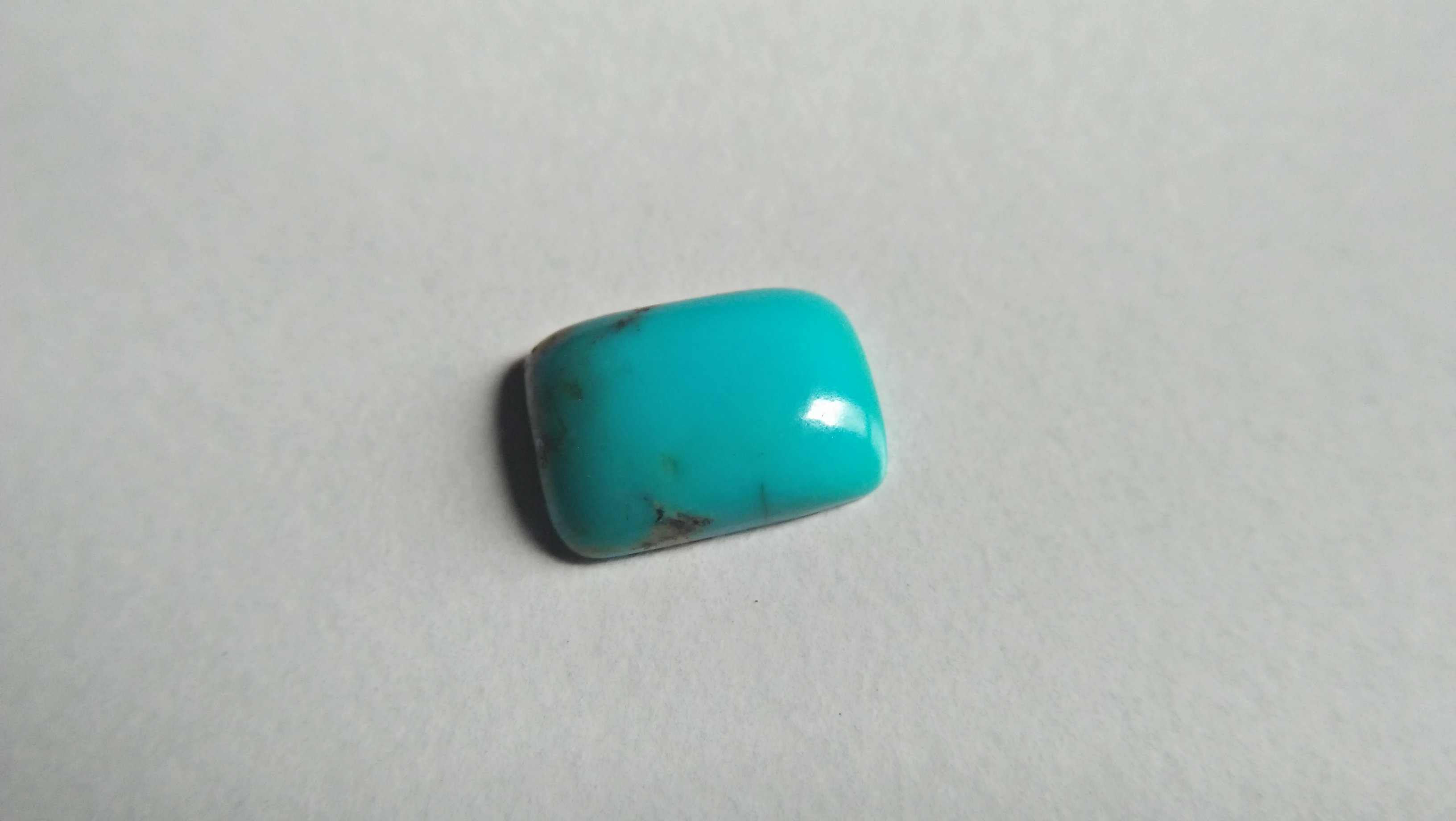 Natural Torquoise 11.5mm x 8mm x 3.5 mm dimension super healing stone for Headaches 🌍 Turquoise is an opaque, blue-to-green mineral that is a hydrated phosphate of copper and aluminium, with the chemical formula CuAl₆(PO₄)₄(OH)₈·4H₂O. In Western culture, turquoise is also the traditional birthstone for those born in the month of December. In many cultures of the Old and New Worlds, this gemstone has been esteemed for thousands of years as a holy stone, a bringer of good fortune or a talisman. The oldest evidence for this claim was found in Ancient Egypt, where grave furnishings with turquoise inlay were discovered, dating from approximately 3000 BCE.