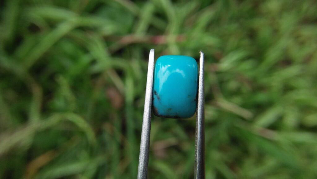 Natural Torquoise 11.5mm x 8mm x 3.5 mm dimension super healing stone for Headaches 🌍 Turquoise is an opaque, blue-to-green mineral that is a hydrated phosphate of copper and aluminium, with the chemical formula CuAl₆(PO₄)₄(OH)₈·4H₂O. In Western culture, turquoise is also the traditional birthstone for those born in the month of December. In many cultures of the Old and New Worlds, this gemstone has been esteemed for thousands of years as a holy stone, a bringer of good fortune or a talisman. The oldest evidence for this claim was found in Ancient Egypt, where grave furnishings with turquoise inlay were discovered, dating from approximately 3000 BCE.
