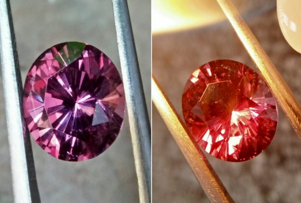 Natural Colour Change Garnet Weight: 3.19Cts Dimension: 9.7mm x 8.31mm x 5.8mm Colour: changing colors Brown, Brownish purple, Orangy Red Clarity : SI Birthstone : January Treatment : None/ Natural