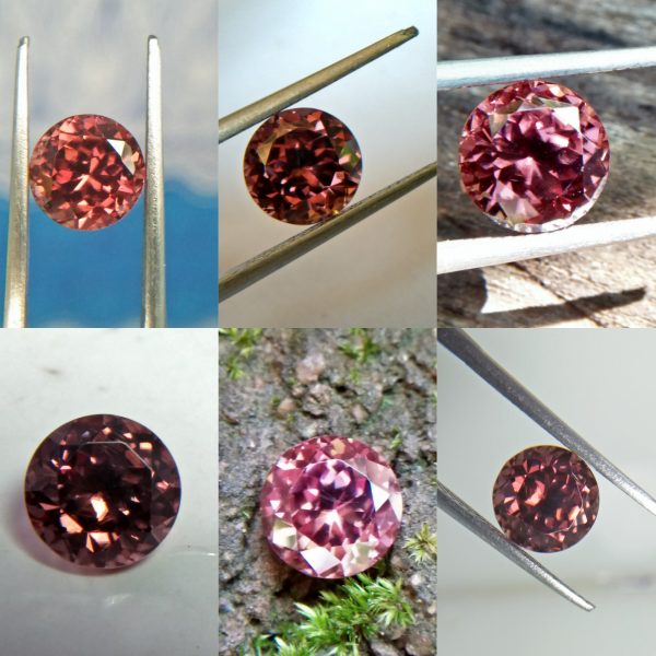 Natural Colour Change Zircon Very fine quality luster Weight: 4.45Cts Dimension: 8.7mm x 6.2mm Shape : Round Clarity : Clean Treatment : None/ Natural/ Unheated Colour: changing Colours Brown, Peach, pinkish purple, Red