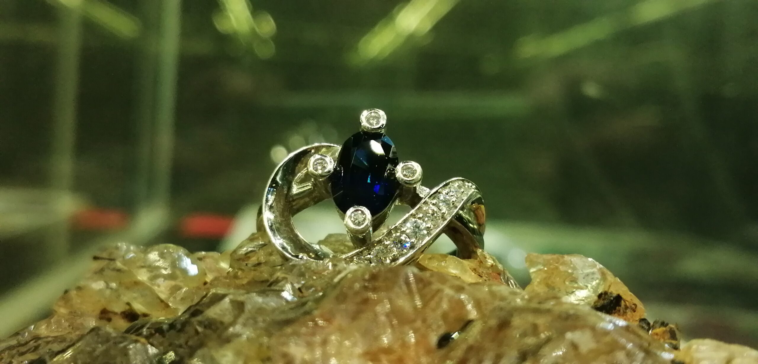 Natural Blue Sapphire and Diamonds 14K White Gold Ring - High Quality Jewel 14k - Image 5