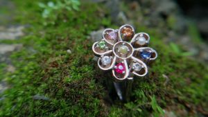 NATURAL 9 GEMSTONES Standard 925 ladies Silver Ring ( නවරත්න) Nawarathna