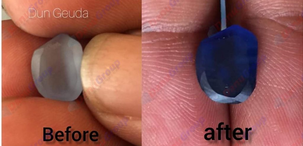  Sapphires can be treated by several methods to enhance and improve their clarity and color. A common method is done by heating the sapphires in furnaces to temperatures between 500 and 1,850 °C for several hours, or by heating in a nitrogen-deficient atmosphere oven for 1 week or more. 