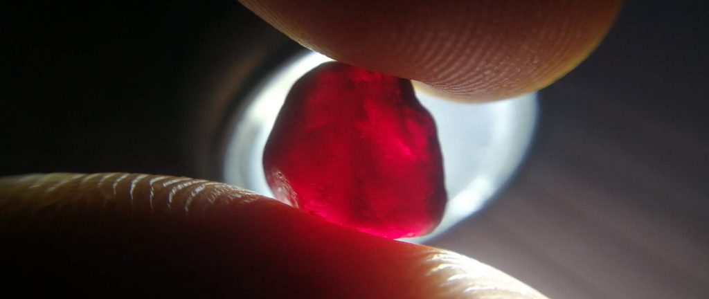 Ruby is a pink to the blood-red colored gemstone, a variety of the mineral corundum. The word ruby comes from ruber, Latin for red. The color of a ruby is due to the element chromium. It is known as the most magnificent gem of all gems.