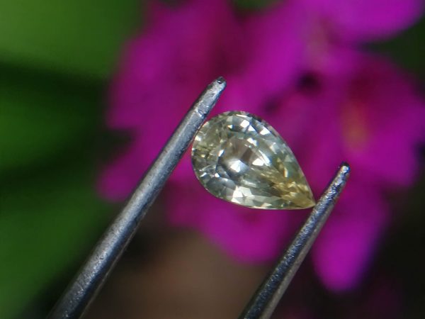 Colour : Light Yellow Shape : Pear Weight : 0.75 Cts Dimension : 7.1 x 4.9 x 3.1 mm Treatment : Heated Clarity : SI Sapphire is a precious gemstone, a variety of the mineral corundum, consisting of aluminum oxide with trace amounts of elements such as iron, titanium, chromium, copper, or magnesium. Sapphire deposits are found in Eastern Australia, Thailand, Sri Lanka, China, Vietnam, Madagascar, Greenland, East Africa, and in North America in mostly in Montana. Madagascar, Sri Lanka, and Kashmir produce large quantities of fine quality Sapphires for the world market. Sapphires are mined from alluvial deposits or from primary underground workings.   Blue Sapphire and Ruby are the most popular Gemstone in Corundum Family. also, Orangy Pink Sapphire is called Padparadscha. The name Drive's from the Sinhalese word "padmaraga" " පද්මරාග", meaning lotus blossom, as the stone is of a similar color to the lotus blossom. Bi-Color Sapphire from DanuGroup Collection Also, Sapphire can be found as parti-color, bi-color or fancy color. Australia is a main parti-color Sapphire producer. White Sapphire also, White sapphire is a very popular stone to wear instead of Diamond as a 3rd hardness gemstone after diamond ( moissanite hardness is 9.5). Various colors of star sapphires A star sapphire is a type of sapphire that exhibits a star-like phenomenon known as asterism. Also, A rare variety of natural sapphire, known as color-change sapphire, exhibits different colors in a different light. Sapphires can be treated by several methods to enhance and improve their clarity and color. A common method is done by heating the sapphires in furnaces to temperatures between 500 and 1,850 °C for several hours, or by heating in a nitrogen-deficient atmosphere oven for 1 week or more. Geuda is a form of the mineral corundum. Geuda is found primarily in Sri Lanka. It's a semitransparent and milky appearance due to rutile inclusions. Geuda is used to improve its color by heat treatment. Some geuda varieties turn to a blue color after heat treatments and some turn to red after oxidizing. Also, Kowangu pushparaga turns to yellow sapphire after oxidizing. Sapphire Crystal system is a Trigonal crystal system with a hexagonal scalenohedral crystal class. Sapphire hardness is 9 according to the Mohs hardness scale with 4.0~4.1 specific gravity. Refractive index ω          =1.768–1.772 nε =1.760–1.763 Solubility = Insoluble Melting point = 2,030–2,050 °C Birefringence  = 0.008 Pleochroism = Strong Luster = Vitreous Sapphire is the birthstone for September and the gem of the 45th anniversary. Healing Properties of Sapphire Sapphire releases mental tension, depression, unwanted thoughts, and spiritual confusion.  Sapphire is known as a "stone of Wisdom". It is exceptional for calming and focusing the mind, allowing the release of mental tension and unwanted thoughts. Sapphire is also the best stone for awakening chakras. Dark Blue or Indigo Sapphire stimulates the Third Eye chakra. Blue Sapphire stimulates the Throat Chakra. Green sapphire stimulates Heart Chakra. Black Sapphire stimulates Base Chakra. White sapphire stimulates Crown Chakra. Yellow sapphire stimulates Solar Plexus Chakra.   Yellow Sapphire is one of the most recognized gemstones in Vedic astrology worn for professional success, marital bliss, improved will power, and healthy progeny. It is believed to hold the powers of the planet Jupiter. Jupiter is the heaviest planet in the solar system, hence imparting distinctive powers to Yellow Sapphire over other precious stones. It is known for providing healing powers in the ailments of the kidneys, mouth, rheumatism, cough, and fever. Yellow Sapphires are worn in the Index finger of the correct hand on a Thursday morning of the Shukla Paksha (waxing moon).