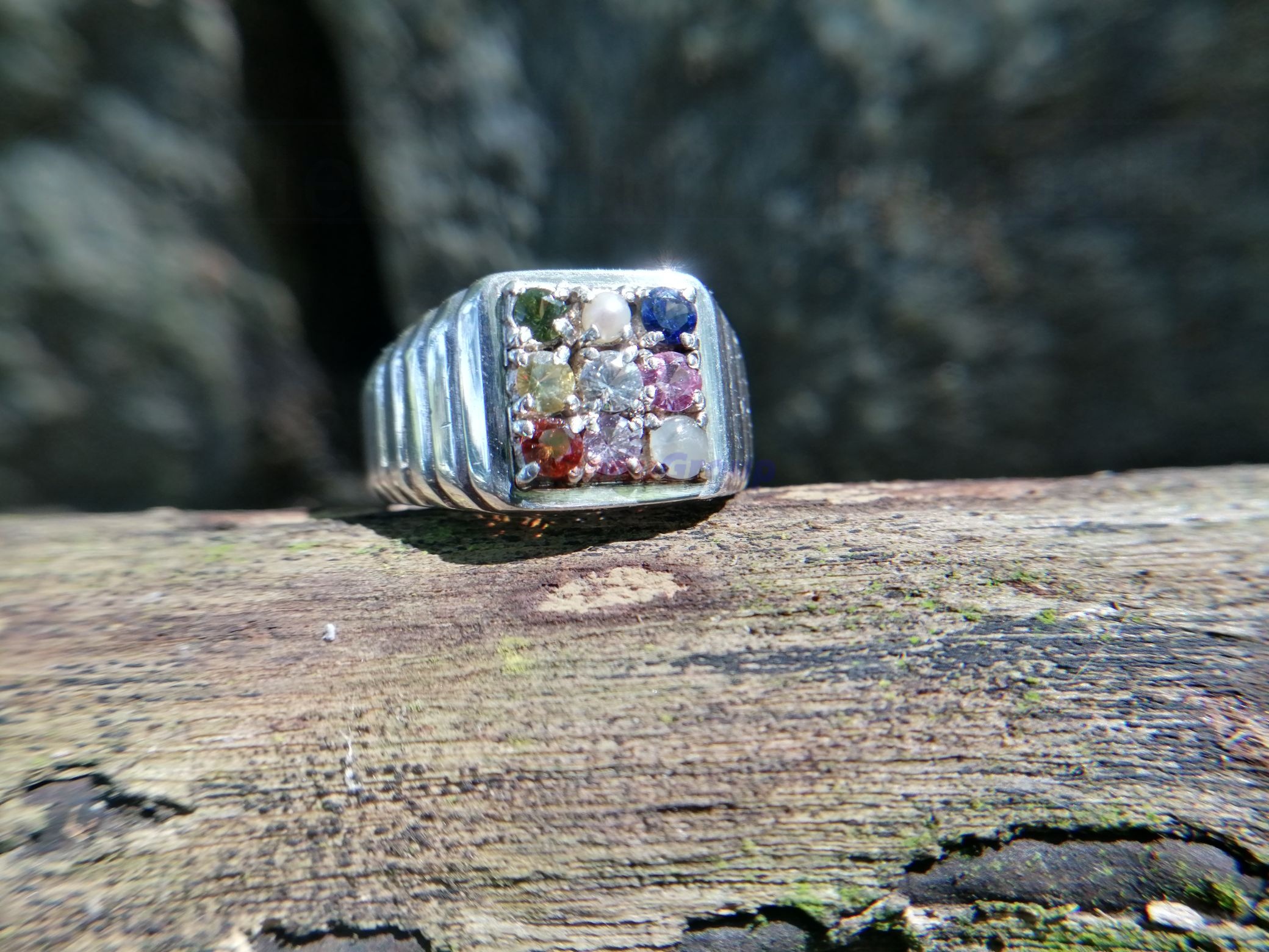 Beautiful 925 Sterling Silver, 9 Gemstones/Planet Ring, Size Q | eBay