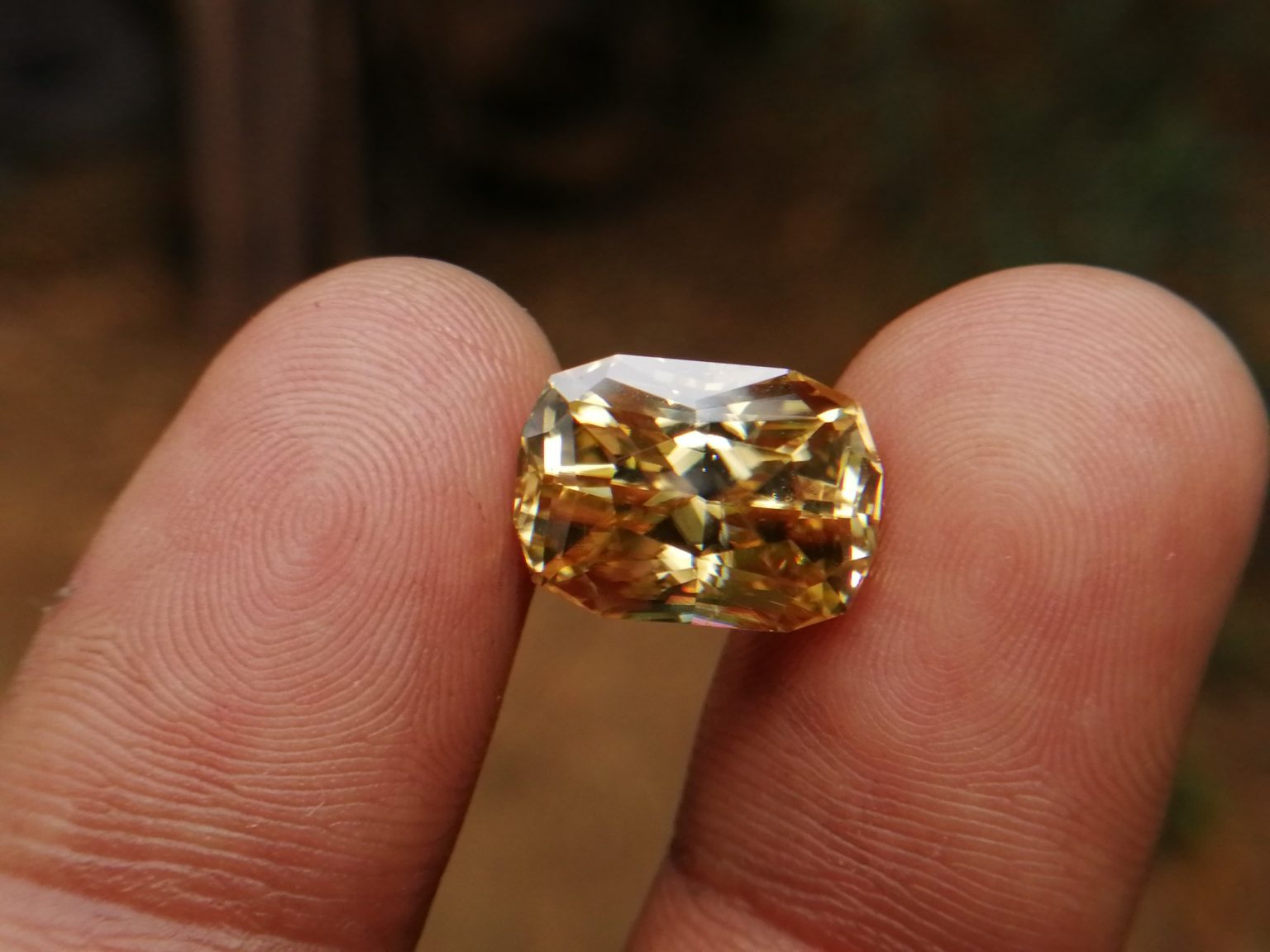 26_Sri Lankan Modified Cushion shape yellow zircon with jillson butterfly cut