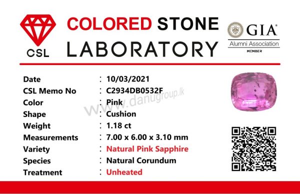 Ceylon Natural Pink Sapphire From Danu Group Gemstones Collection