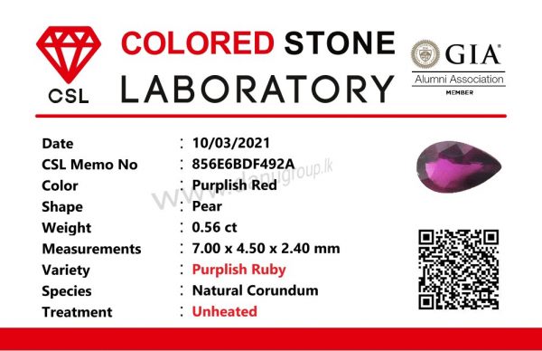 Ruby - Amazing Pear (drop ) shape Natural Ruby From Danu Group Gemstones Collection