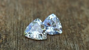 Ceylon Natural Fancy Sapphire Triangular Shape Couple Light Yellow and white sapphire from Danu Group Gemstones Collection