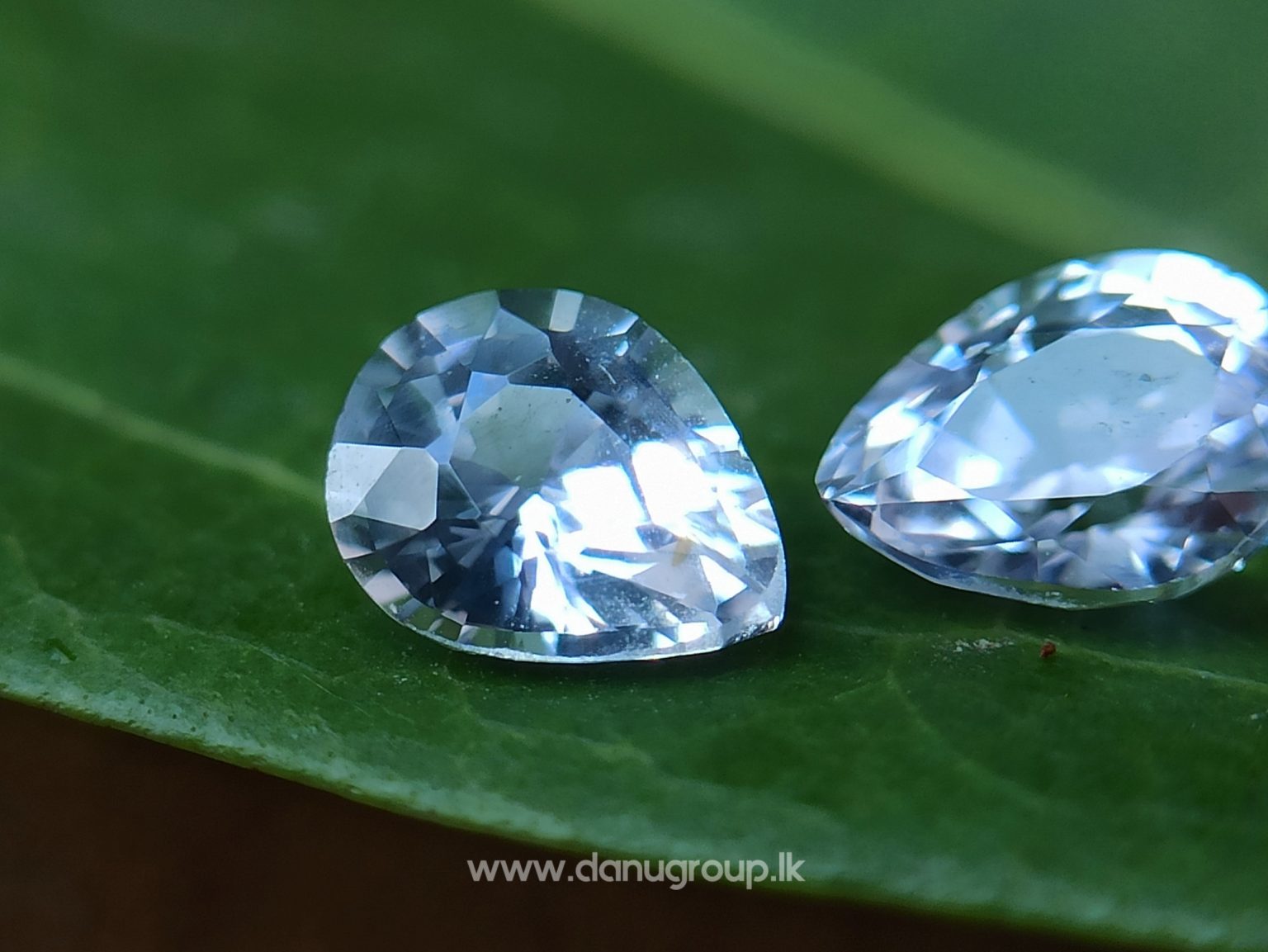 danugroup.lk - ceylon natural white sapphire pear shape pair