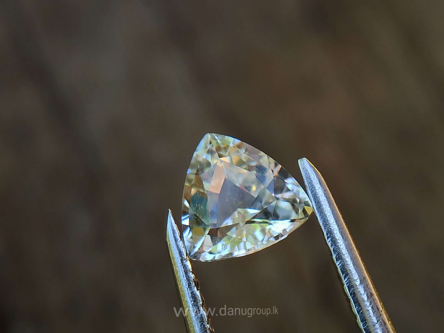 Ceylon Natural Fancy Sapphire Triangular Shape Couple Light Yellow and white sapphire from Danu Group Gemstones Collection