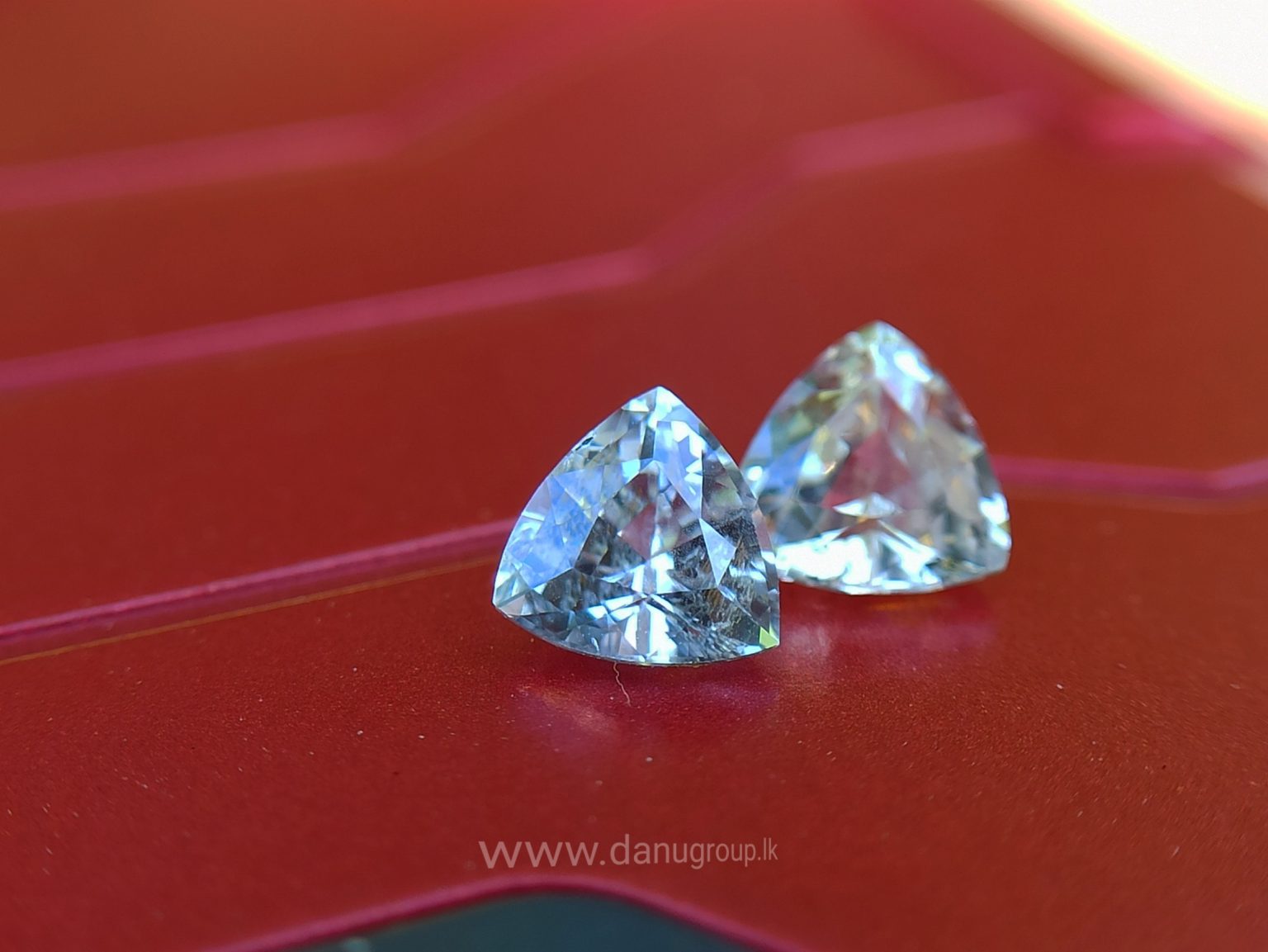 Ceylon Natural Fancy Sapphire Triangular Shape Couple Light Yellow and white sapphire from Danu Group Gemstones Collection