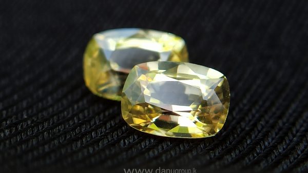 Ceylon Natural Yellow Sapphire Pair - Cushion shape yellow sapphire for earrings Danu Group Gemstones Collections