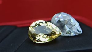 danugroup.lk - Ceylon Natural pear shape yellow sapphire and white sapphire -Natural fancy Sapphire couple from Danu Group