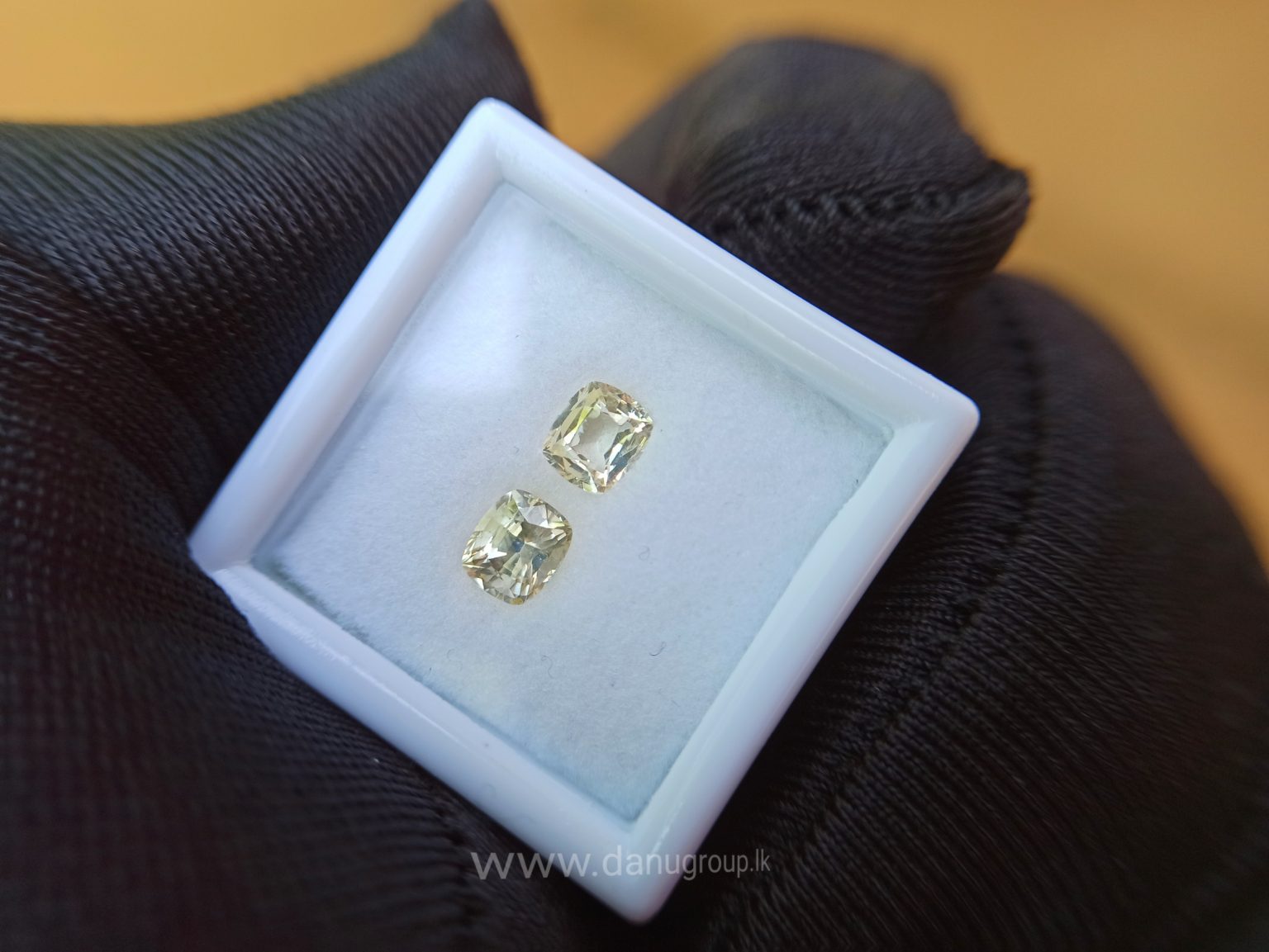 Ceylon Natural Yellow Sapphire Cushion shape Couple Danu Group Gemstones Collection