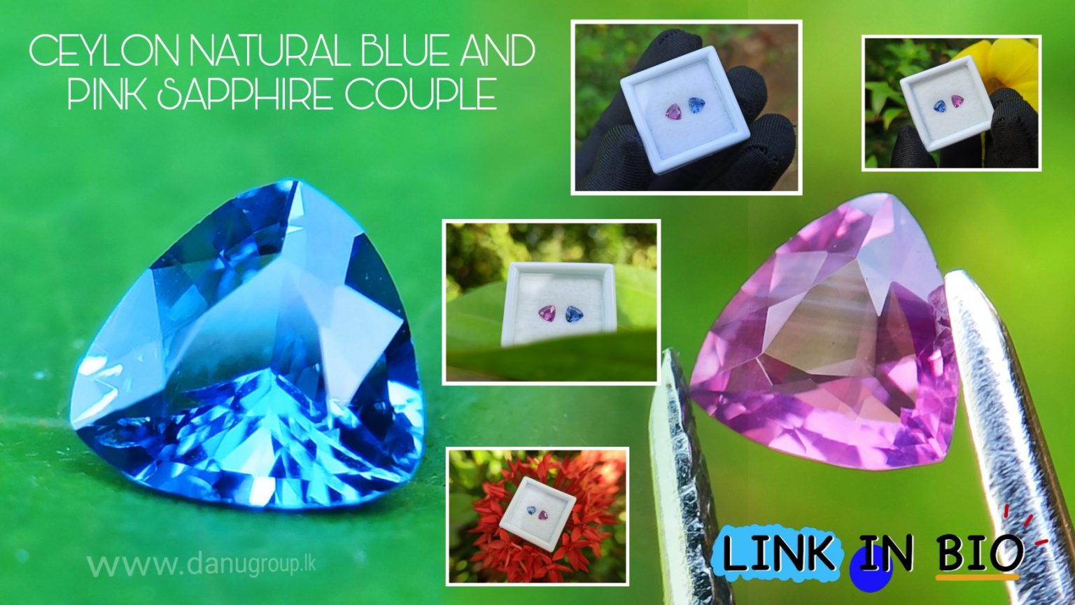 Ceylon Natural Blue & Pink Sapphire Couple - Danu Group Gemstones danugroup.lk Danu Group Gemstones
