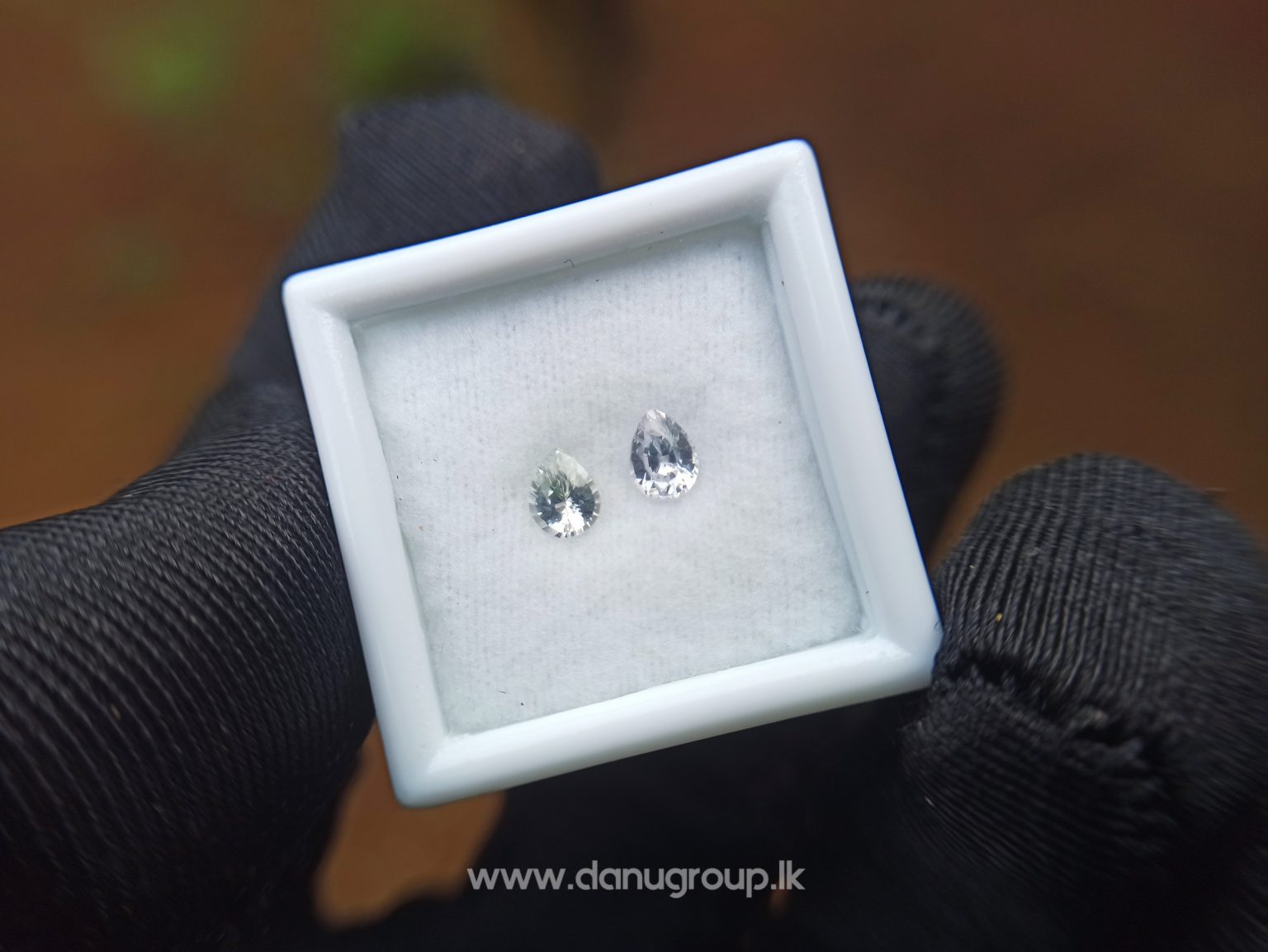 danugroup.lk - ceylon natural white sapphire pear shape pair
