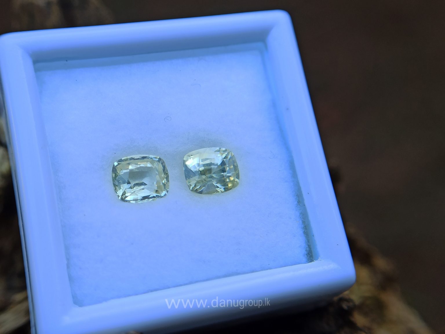 Ceylon Natural Yellow Sapphire Cushion shape Couple Danu Group Gemstones Collection