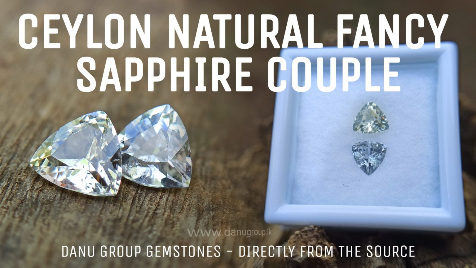Ceylon Natural Fancy Sapphire Triangular Shape Couple Light Yellow and white sapphire from Danu Group Gemstones Collection