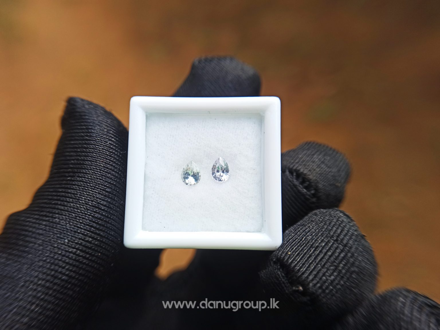 danugroup.lk - ceylon natural white sapphire pear shape pair