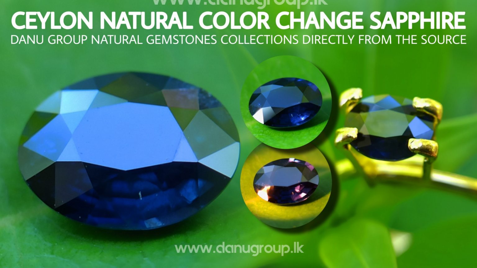 danugroup.lk - ceylon natural color change sapphire ( blue to purple color changing ) from Danu Group Gemstones