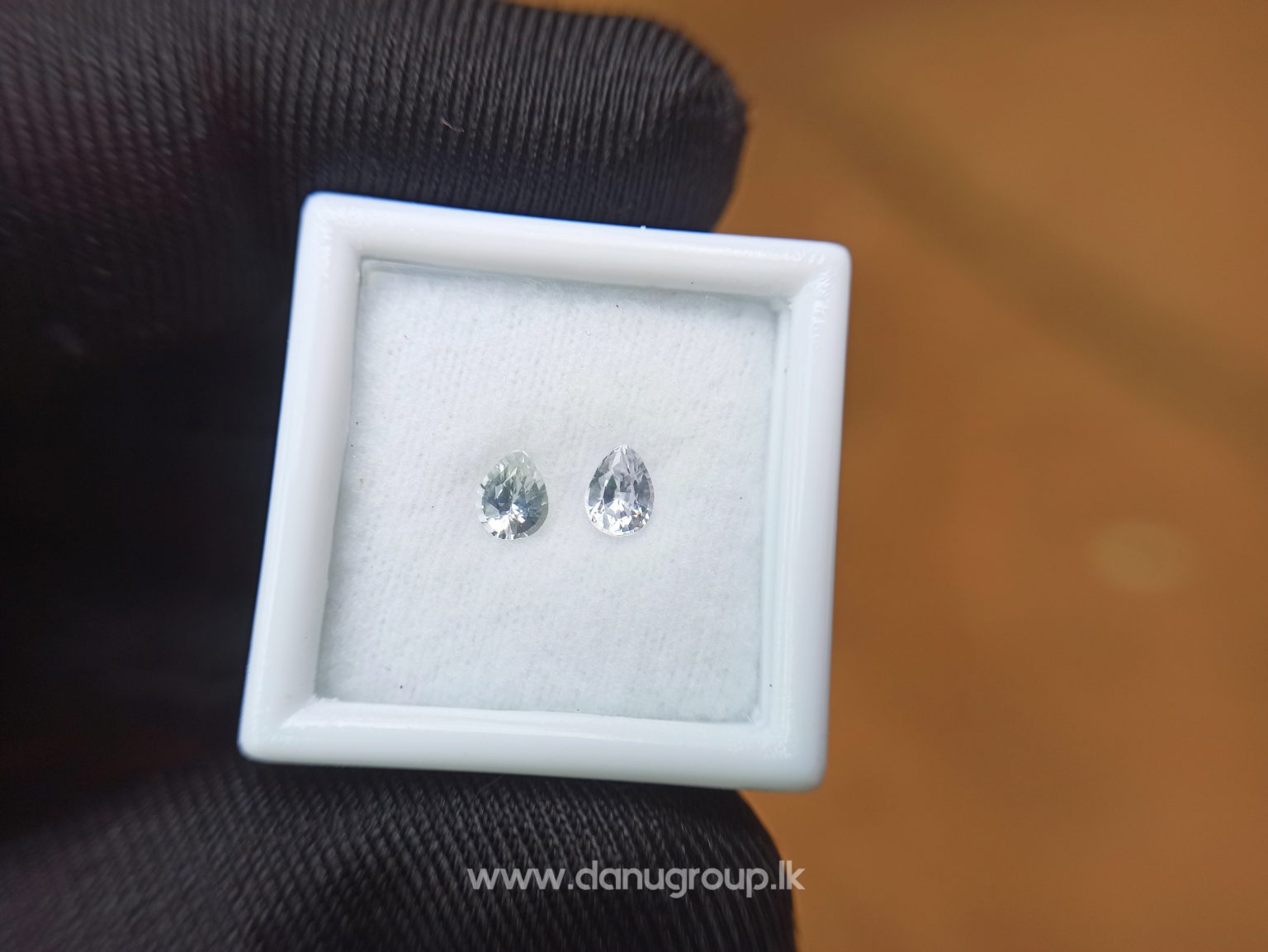 danugroup.lk - ceylon natural white sapphire pear shape pair