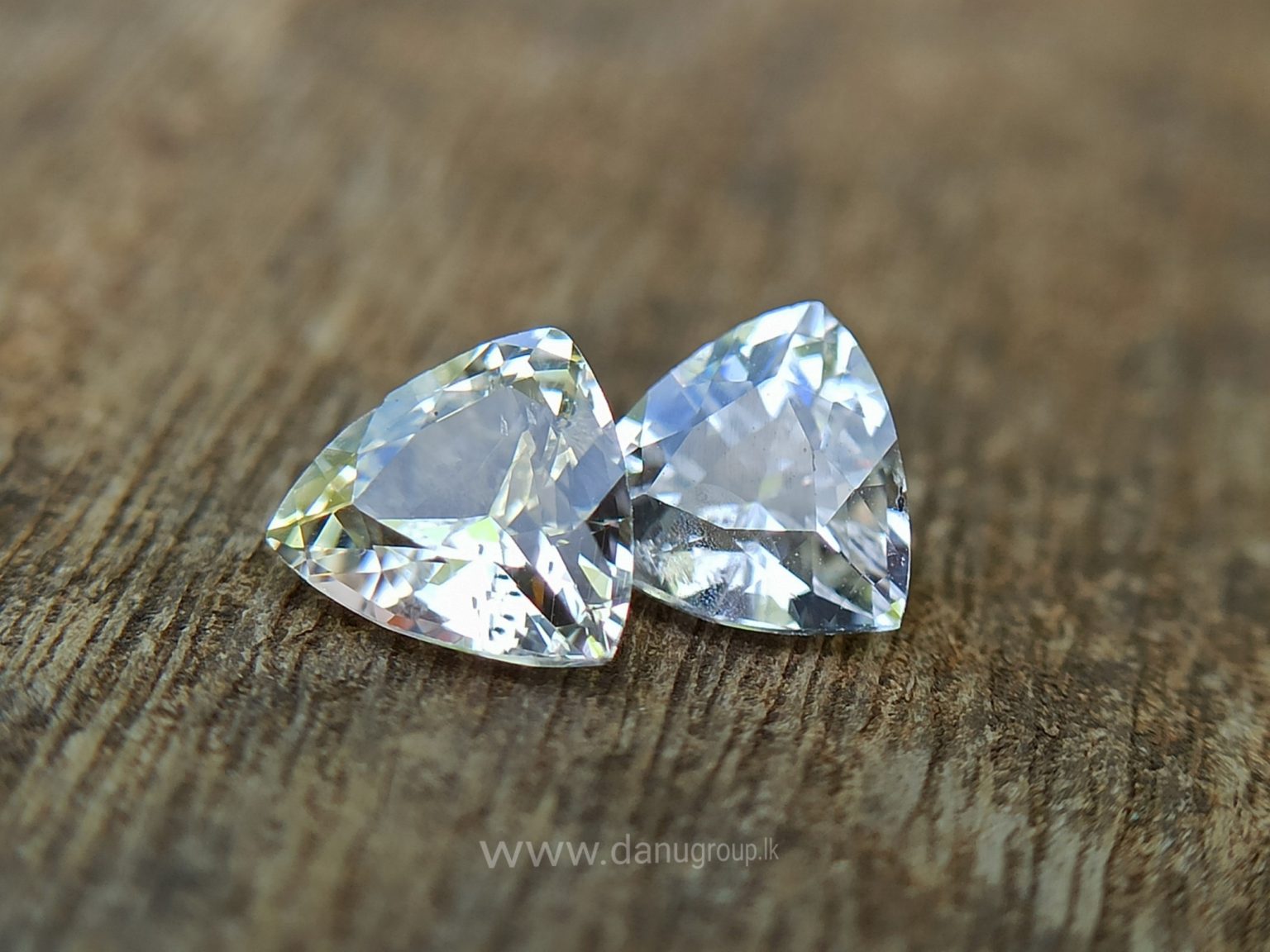 Ceylon Natural Fancy Sapphire Triangular Shape Couple Light Yellow and white sapphire from Danu Group Gemstones Collection