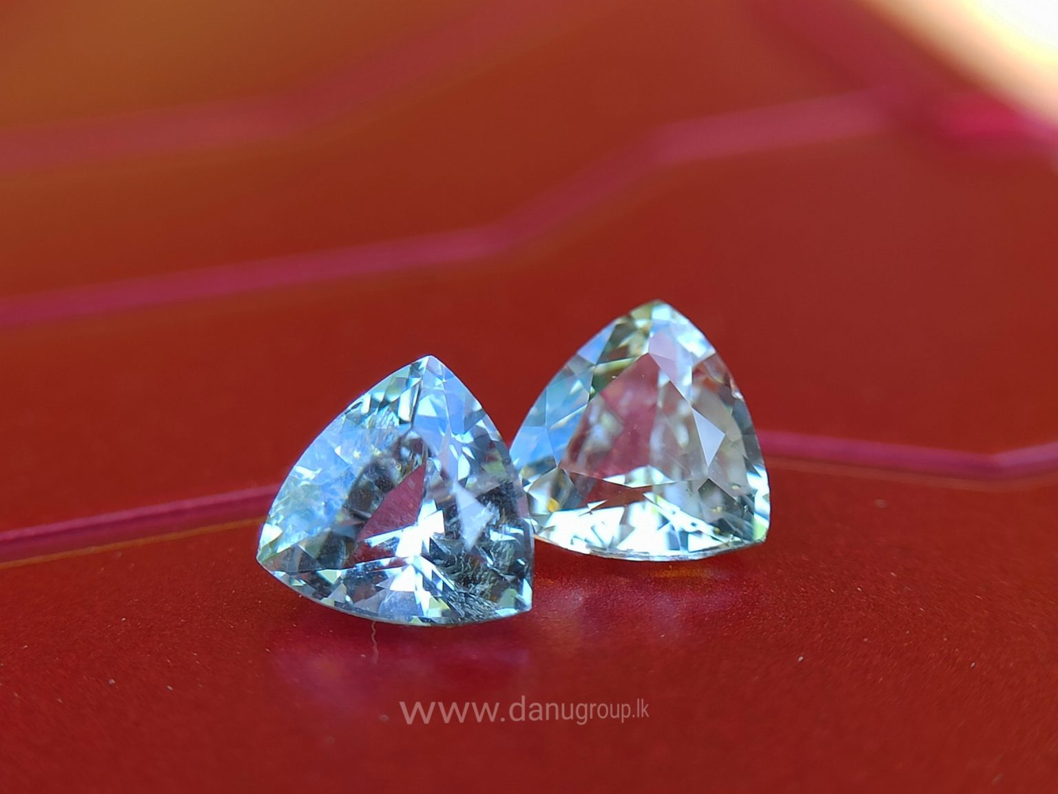 Ceylon Natural Fancy Sapphire Triangular Shape Couple Light Yellow and white sapphire from Danu Group Gemstones Collection