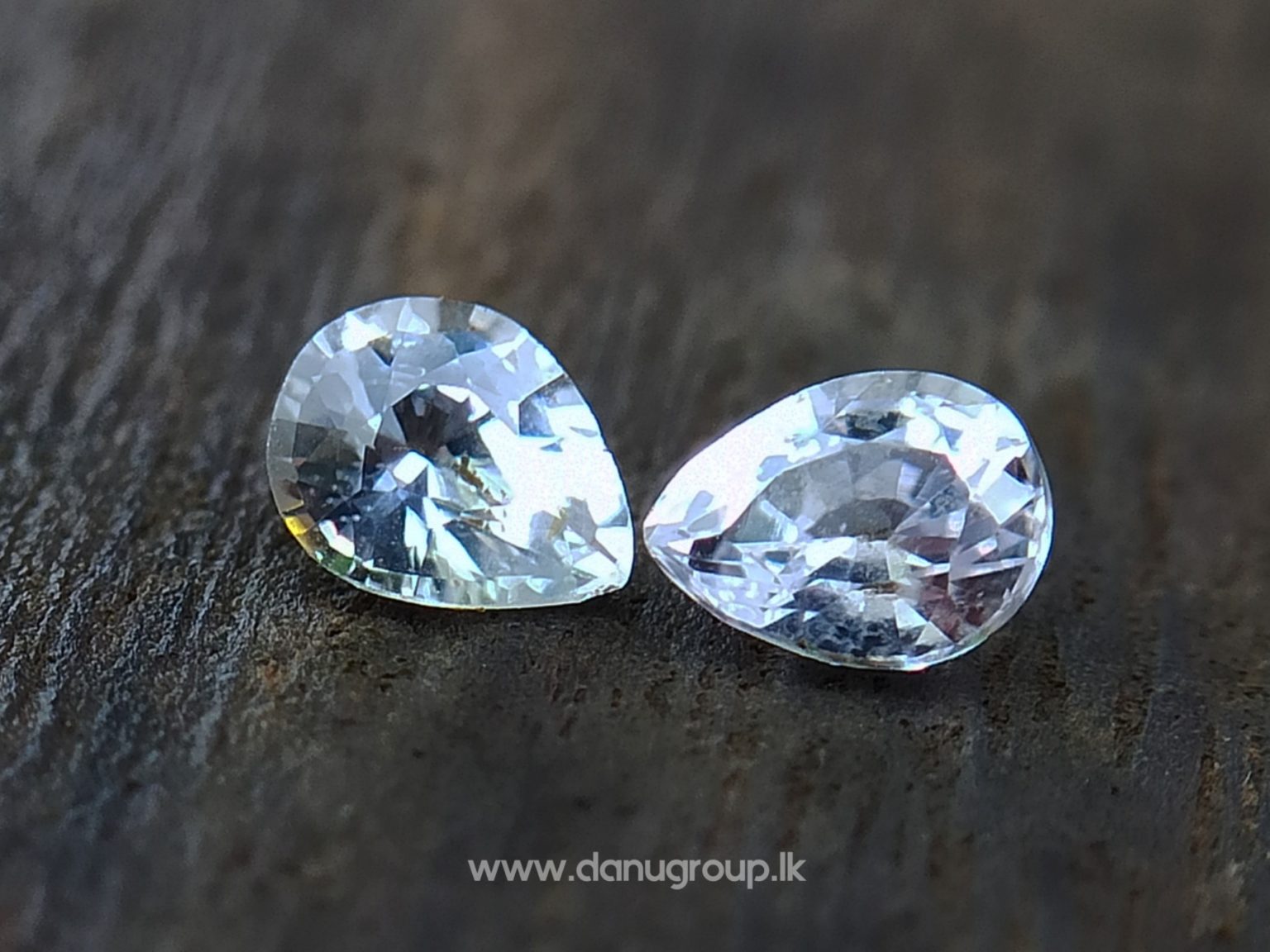 danugroup.lk - ceylon natural white sapphire pear shape pair