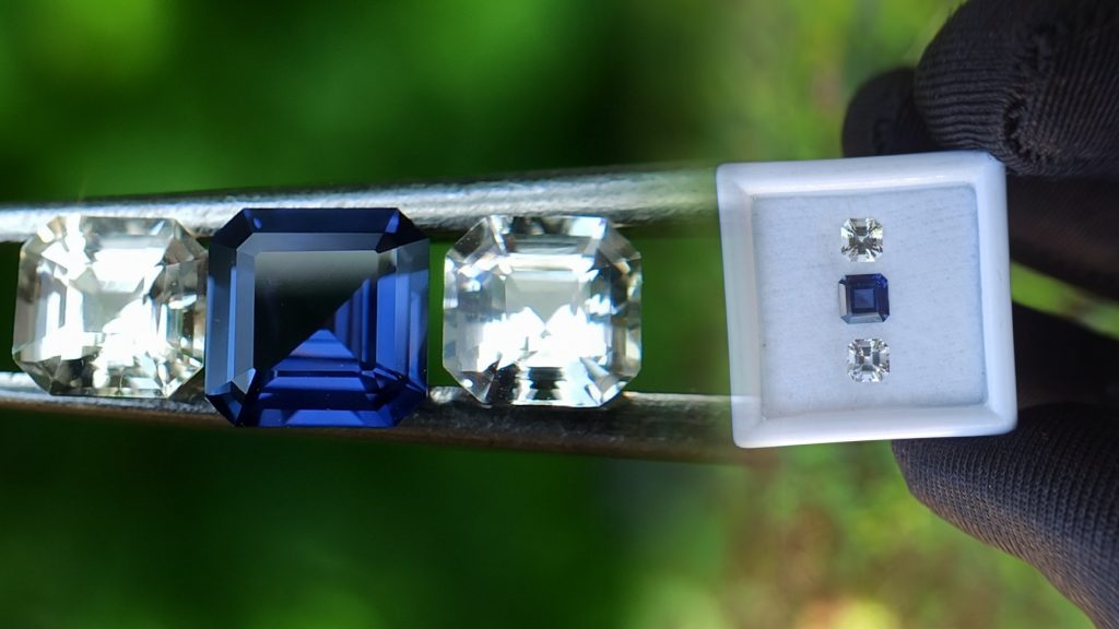 Ceylon Natural Vivid Royal Blue Sapphire with fancy Sapphire couple for fine Jewelry Design - Danu Group danugroup.lk