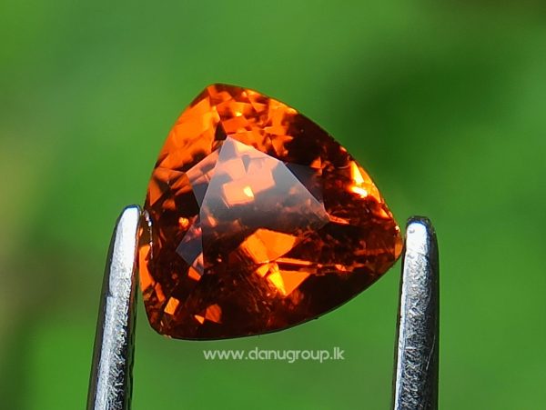 Natural Vivid Orange Spessartite Garnet Triangular Shape stone from Danu Group Gemstones Collection - danugroup.lk