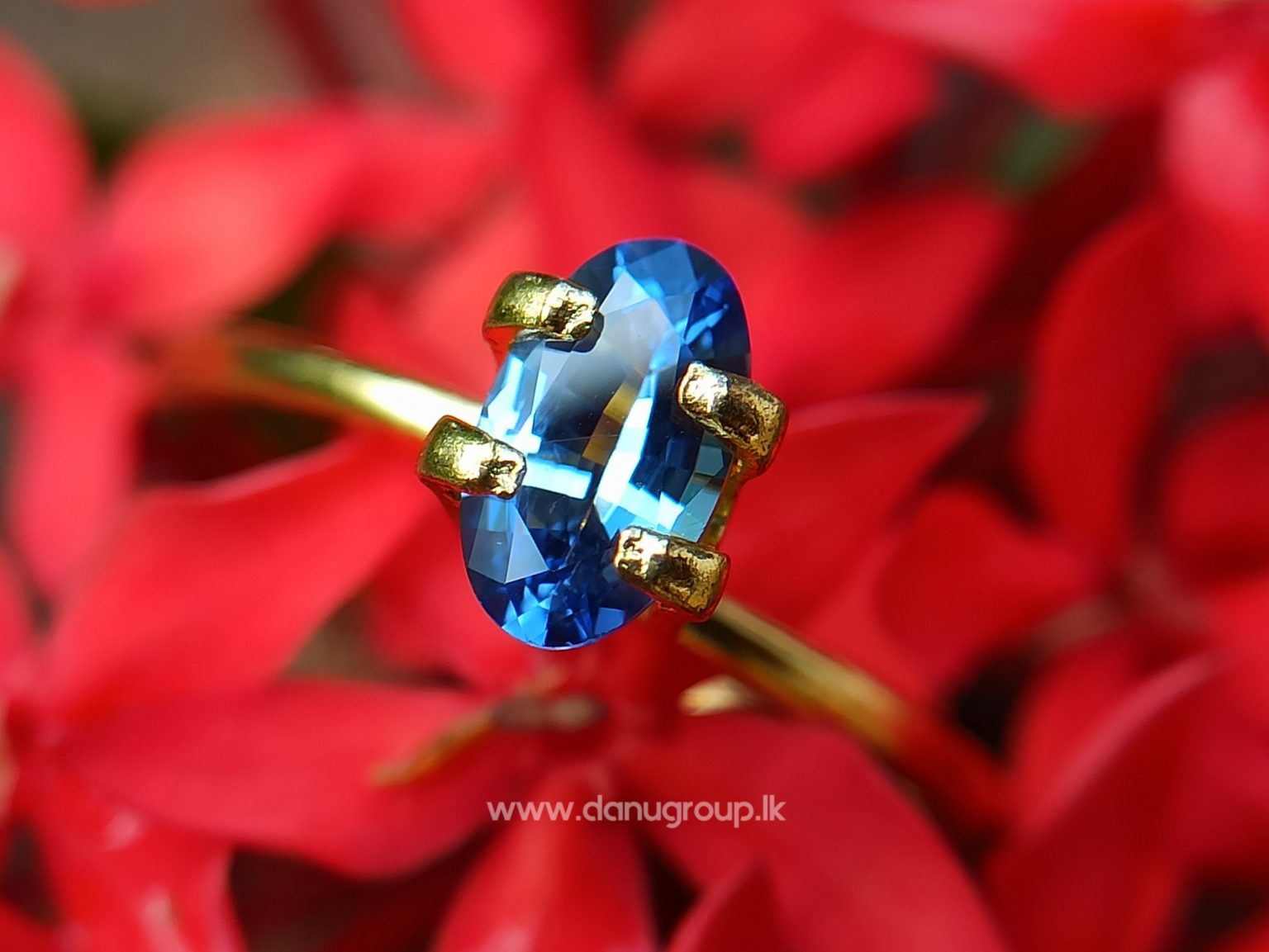 Ceylon Natural Cornflower Blue Sapphire Long Oval shape gem from Danu Group - danugroup.lk