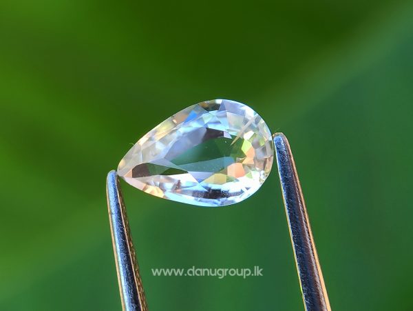 Ceylon Natural White Sapphire pear drop shape Gemstone from danu group - danugroup.lk