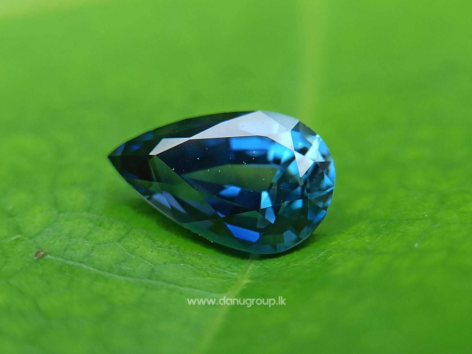Bluish-green Sapphire best grade pear drop shape gem from Danu Group - danugroup.lk
