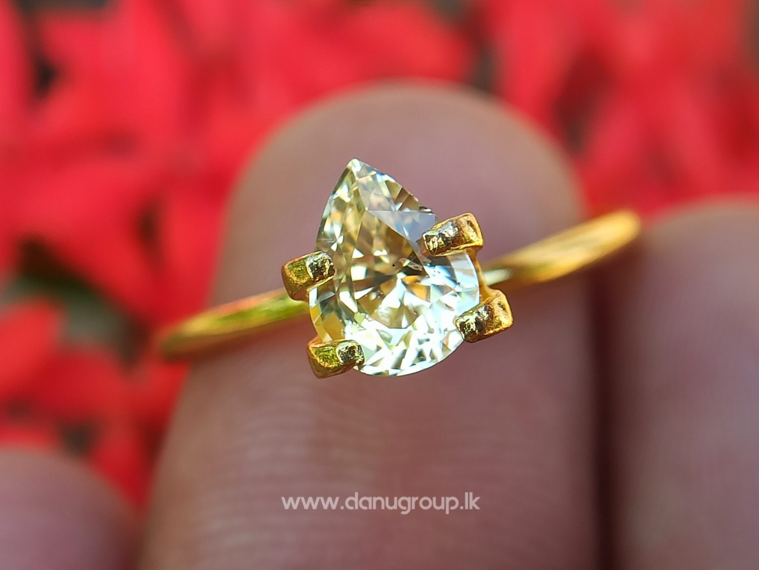 Ceylon Natural Yellow Sapphire pear shape Unheated Pukraj from Danu Group - danugroup.lk