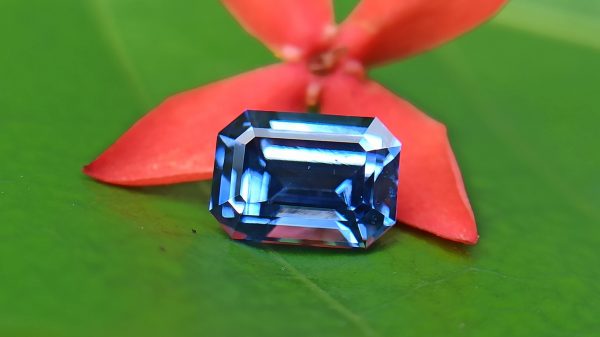 High Quality Ceylon Natural Cornflower BLUE sapphire emerald cut gem from danu group - danugroup.lk