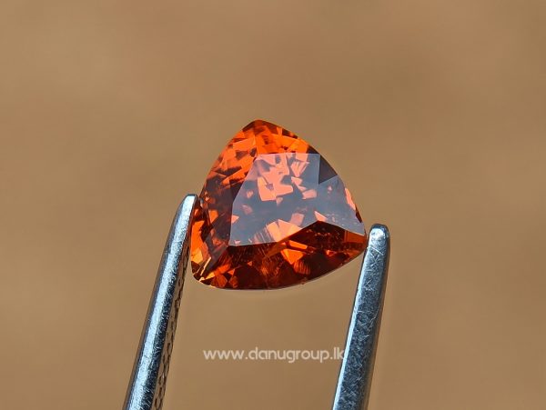 Natural Vivid Orange Spessartite Garnet Triangular Shape stone from Danu Group Gemstones Collection - danugroup.lk