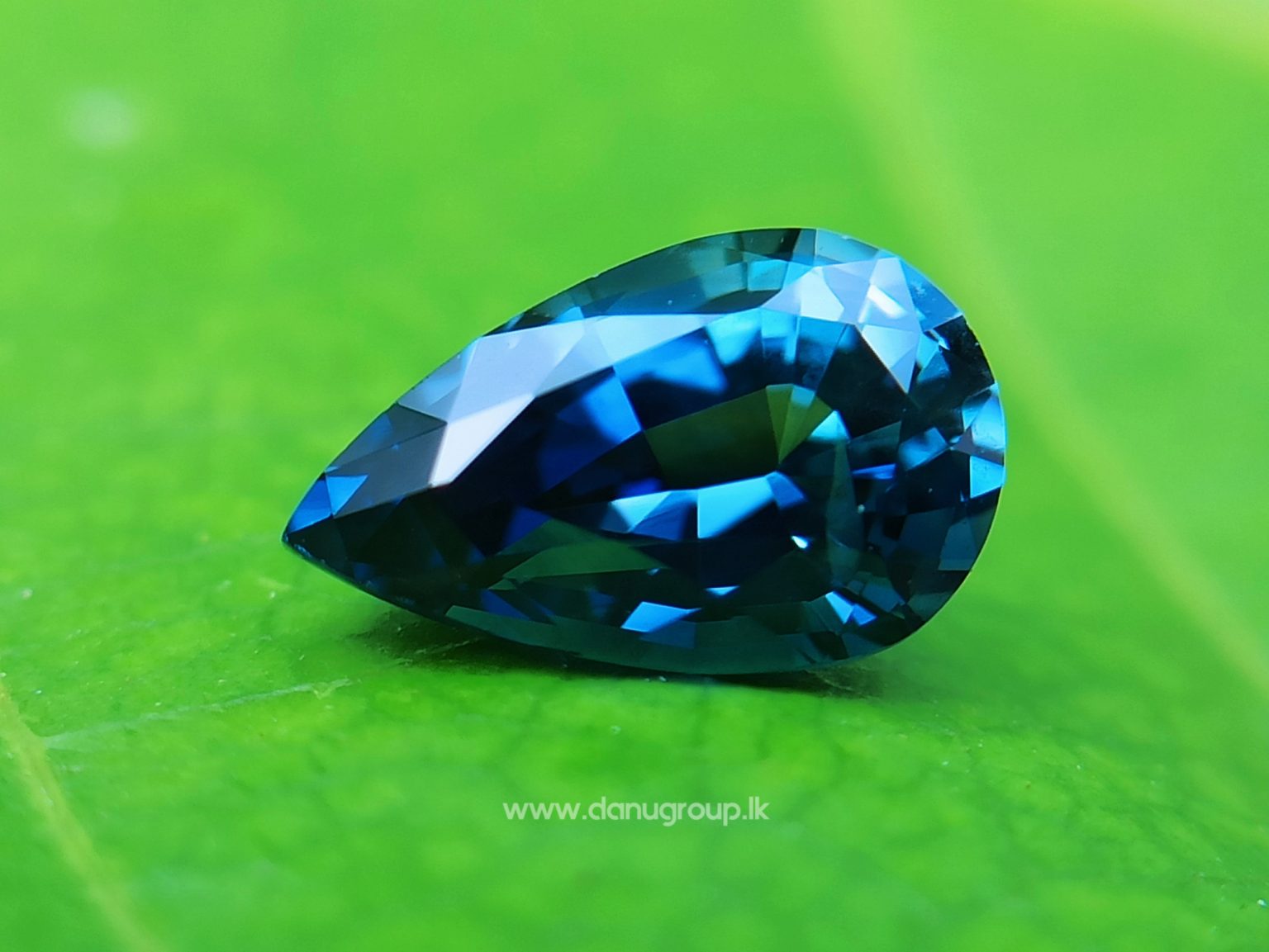 Bluish-green Sapphire best grade pear drop shape gem from Danu Group - danugroup.lk