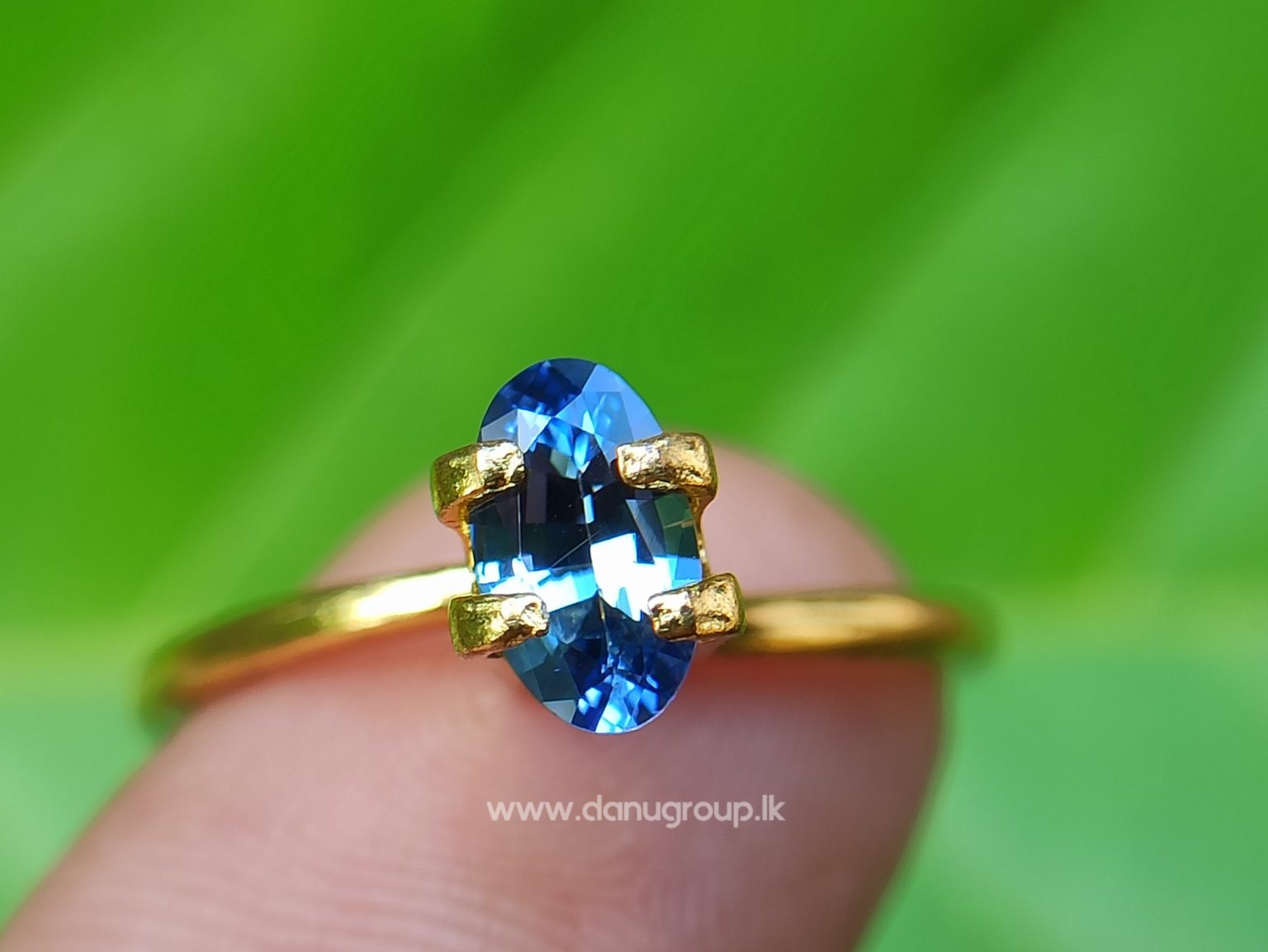 Ceylon Natural Cornflower Blue Sapphire Long Oval shape gem from Danu Group - danugroup.lk