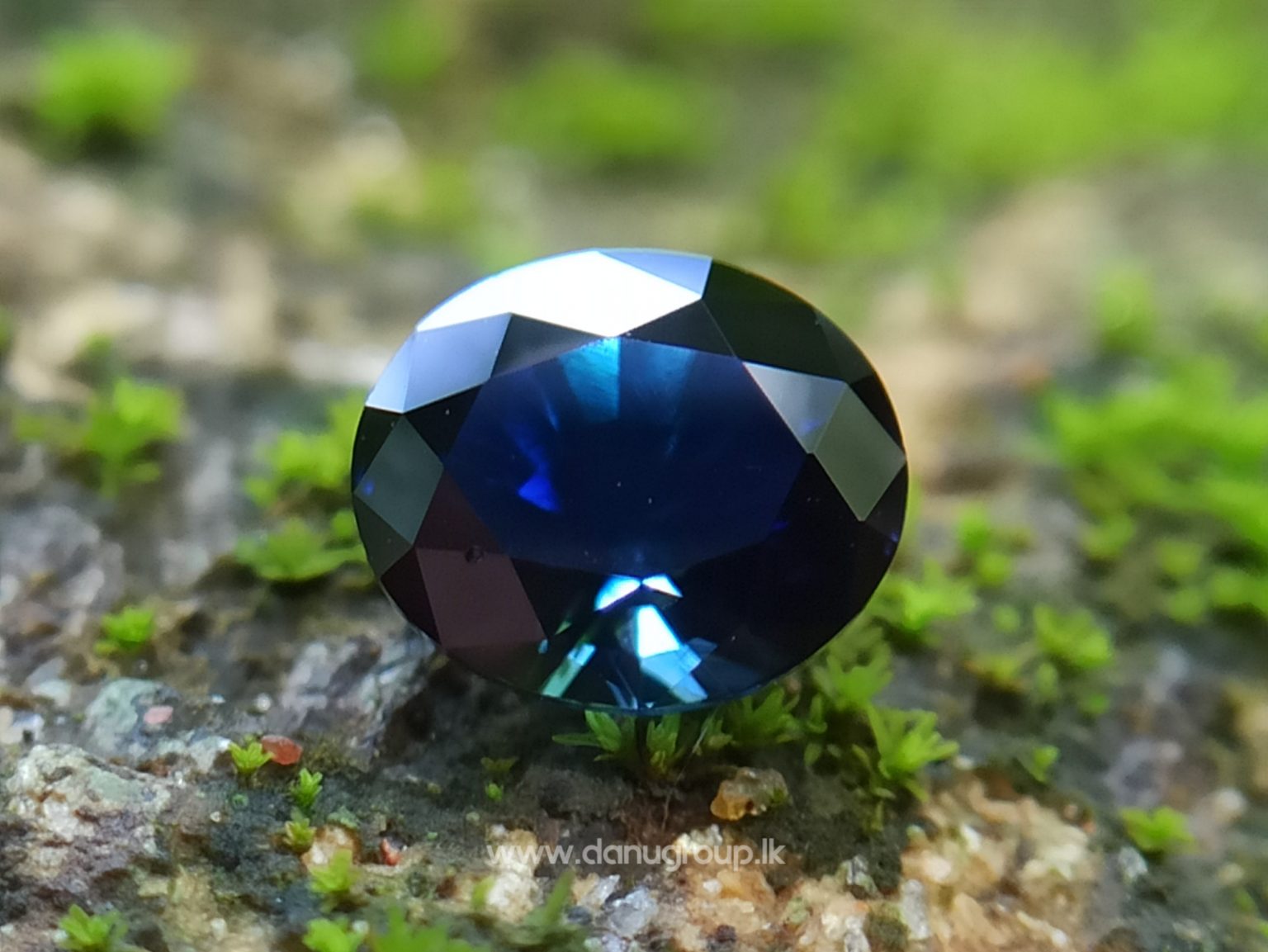 Ceylon Peacock Blue Sapphire Oval shape gem from Danu Group Gemstones -- danugroup.lk