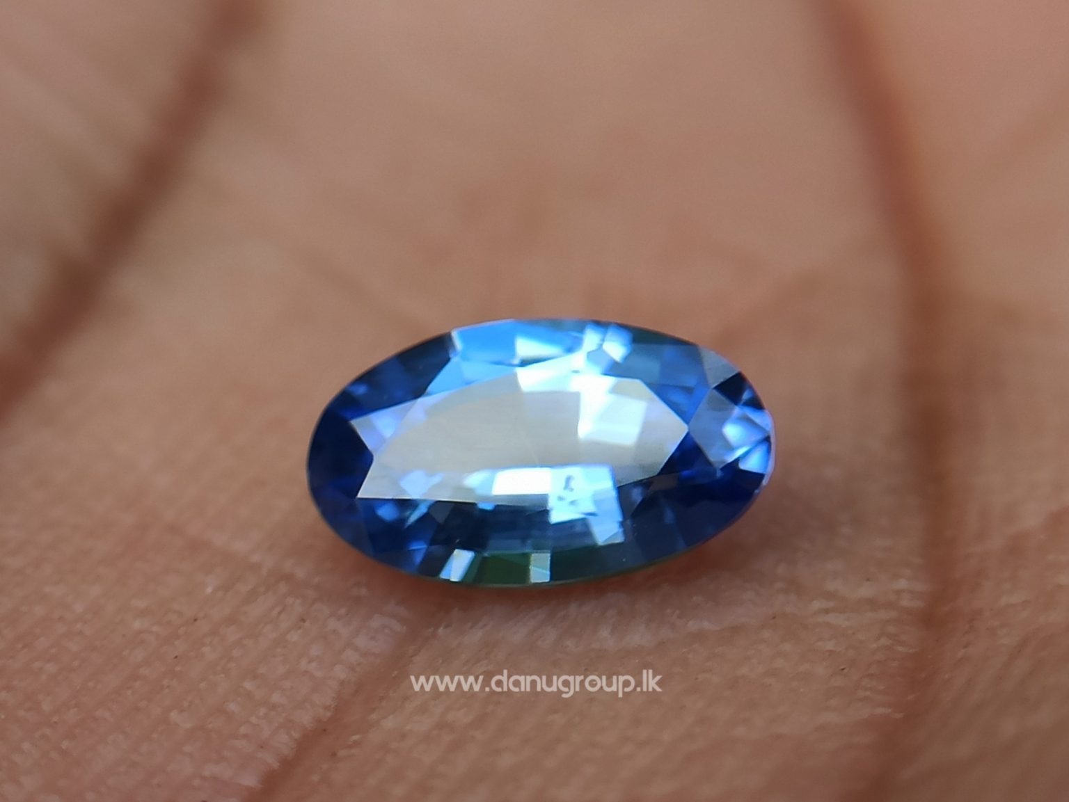 Ceylon Natural Cornflower Blue Sapphire Long Oval shape gem from Danu Group - danugroup.lk