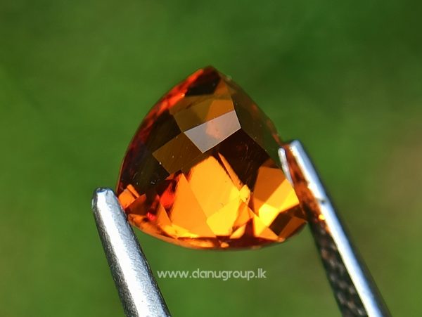 Natural Vivid Orange Spessartite Garnet Triangular Shape stone from Danu Group Gemstones Collection - danugroup.lk