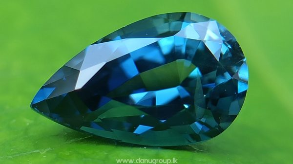 Bluish-green Sapphire best grade pear drop shape gem from Danu Group - danugroup.lk